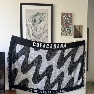 Copacabana Rio de Janeiro Brasil Black & White Beach/Decor Throw